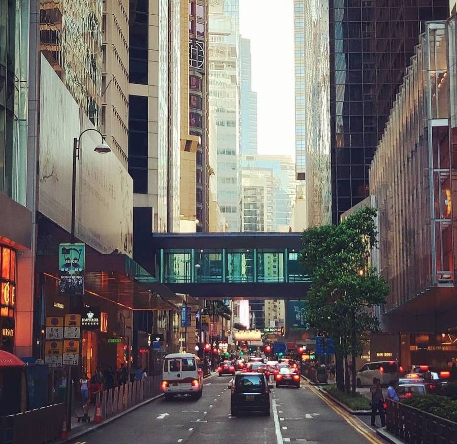 Hong Kong street at dusk